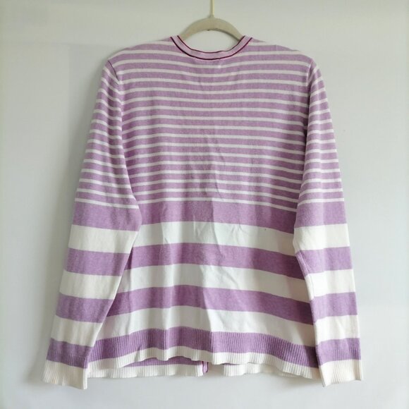 Christopher & Banks Womens Lavender Horizontal Striped Cardigan Sweater Size XL - Picture 4 of 7